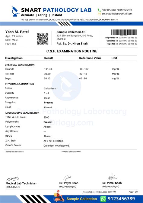 sample lab test report